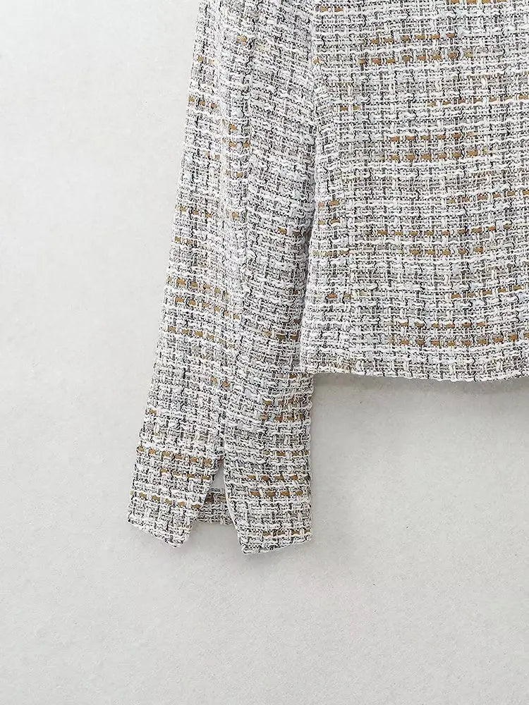 Early Autumn Women Clothing Blazer Collar Burr Texture Double Breasted Blazer - Premium Coats & Jackets for sale