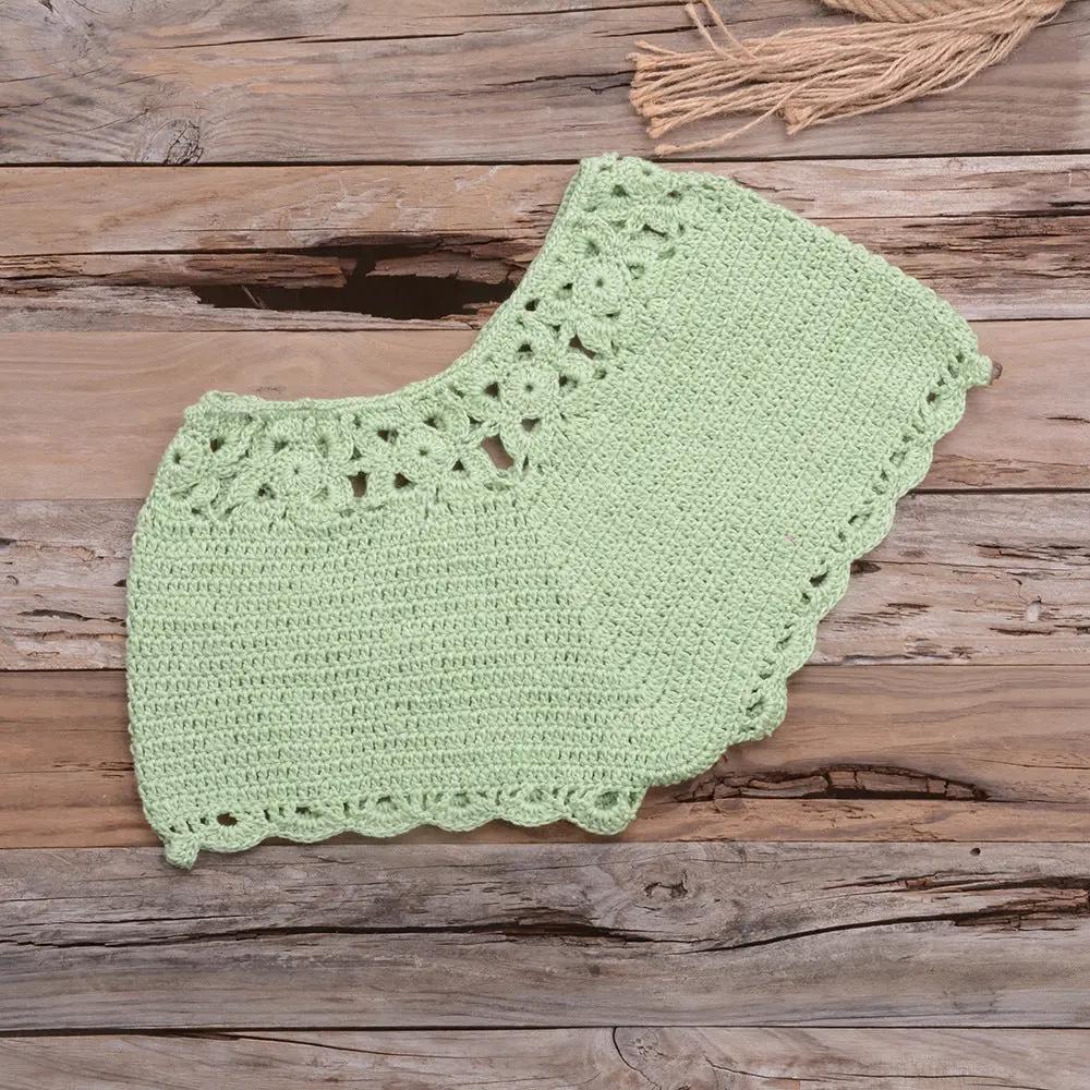 Handmade Beach Solid Color Short Swimming Trunks Sexy Cutout Hand Crocheting Cotton Sunscreen - Premium Swimwear for sale