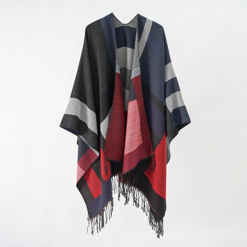 Autumn Winter Wild Keeping Warm Dual Purpose Tassel Plaid Shawl Cape Air Conditioned Room Blanket - Premium Scarves & Shawls for sale