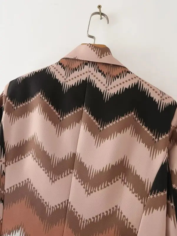 Autumn Women Clothing Texture Printed Blazer