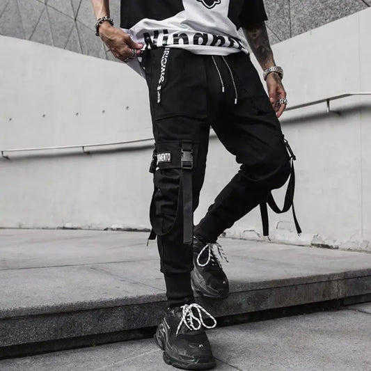 Black Hip Hop Overalls - Trendy Men's Streetwear Pants - Premium Activewear for sale