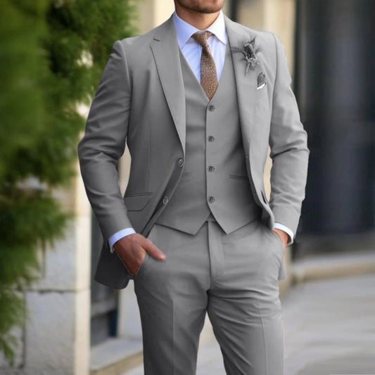Brand Classic Men Suit 3 Pieces Fashion Slim Fit Blazer Vest - Premium Activewear for sale