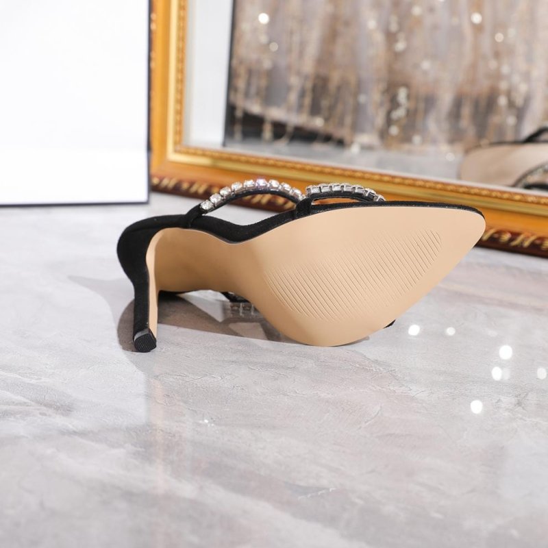 Buckle Open Toe Rhinestone Stiletto Sandals Women Sexy Roman High Heels - Premium sandals for sale