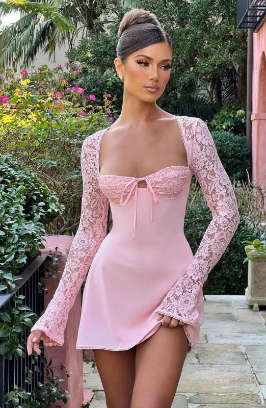Fashion Corset Lace Long Sleeve Dress Chic Womens Clothing | Madragora madragora Fashion Corset Lace Long Sleeve Dress Chic Womens Clothing | Madragora madragora