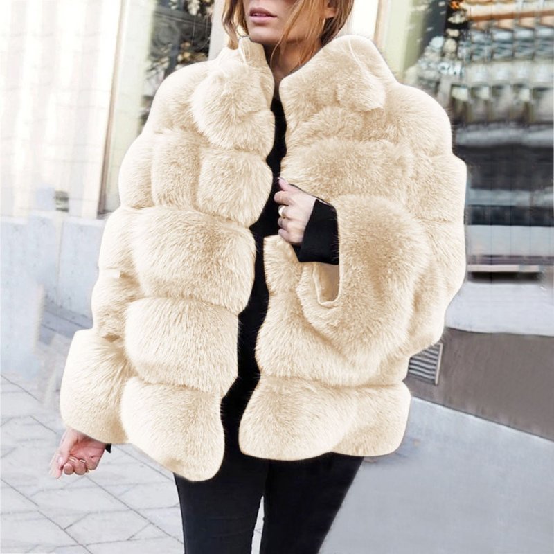 Faux fur stitching women's jacket - Premium Coats & Jackets for sale