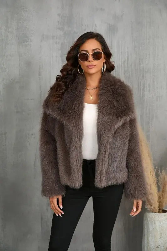 Fur Large Collared Artificial Fur Coat Short Fox Fur Plush Women Clothing - Premium Coats & Jackets for sale