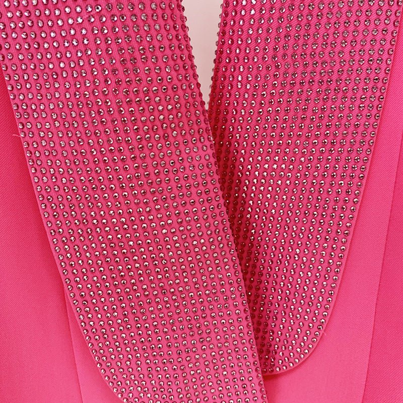 Goods Star Personality Backless Rhinestone Green Fruit Collar Long Blazer Dress