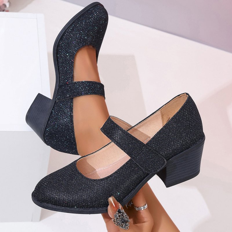 GREAT Chunky Heel Height Increasing Women Pumps Solid Color Comfort Women High Heel Single Layer Shoes High Heels - Premium Shoes for sale