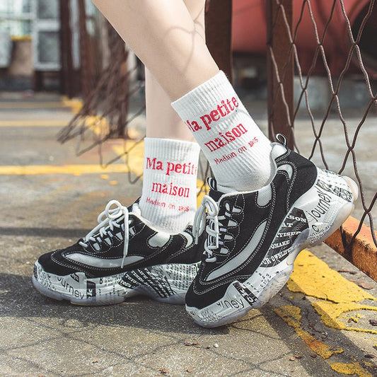 Harajuku Platform Sports Shoes - Chunky Streetwear Sneakers - Premium Activewear for sale
