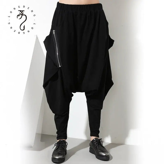 Harem Pants Women's Hip Hop Trendy Zipper Decoration Loose Baggy Pants