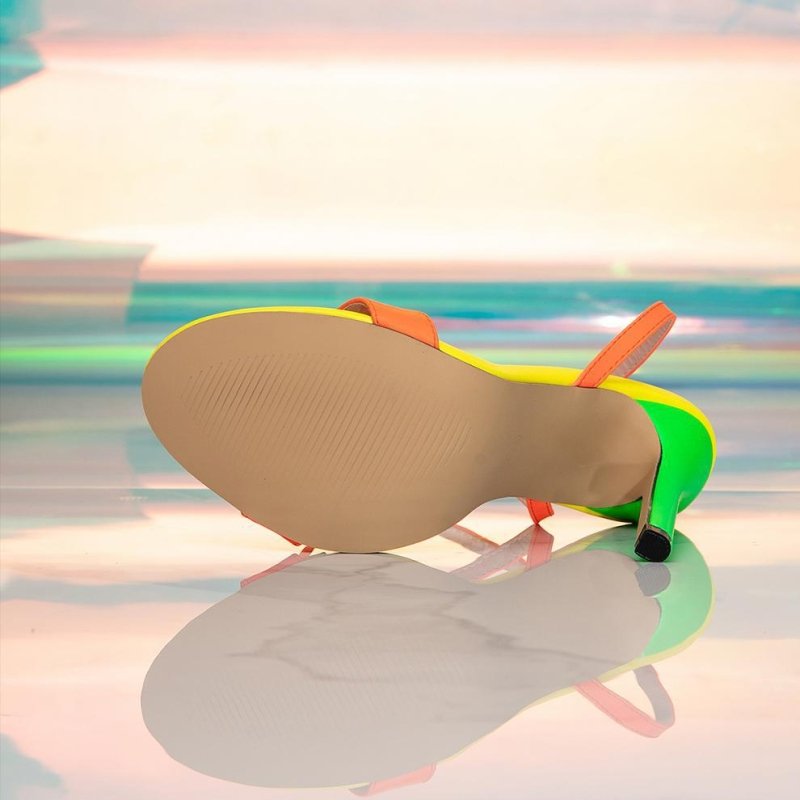 Heels Pointed Toe Thin Ultra High Heel Catwalk plus Size Ultra High Heel Color Matching Pointed Toe Peep Toe Sandals - Premium sandals for sale