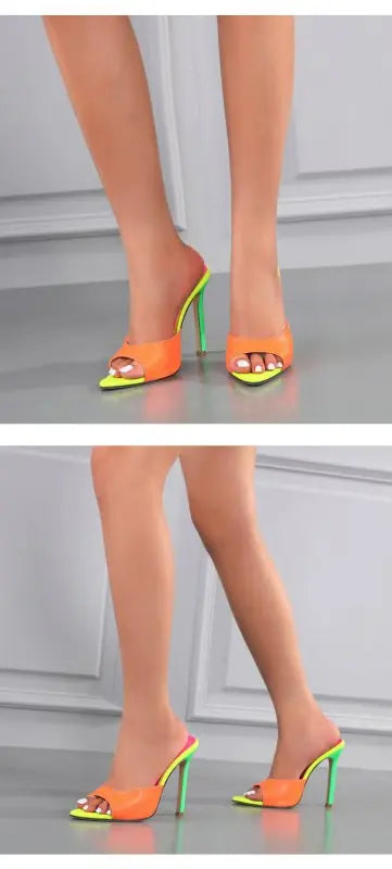 Ladies Heels Manufacturer Street Date Color Matching Peep Toe Pointed Multi Color Women Super High Heel Sandals - Premium sandals for sale