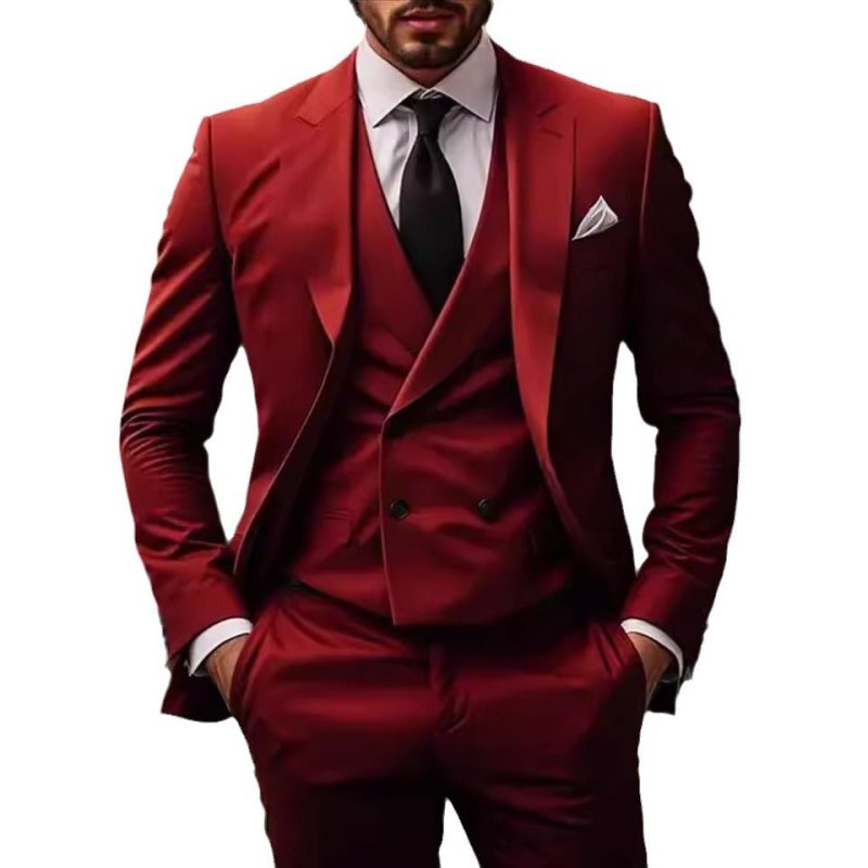 Men's Plus Size 3 - Piece Suit – Slim Fit Blazer Vest & Trousers - Premium Activewear for sale