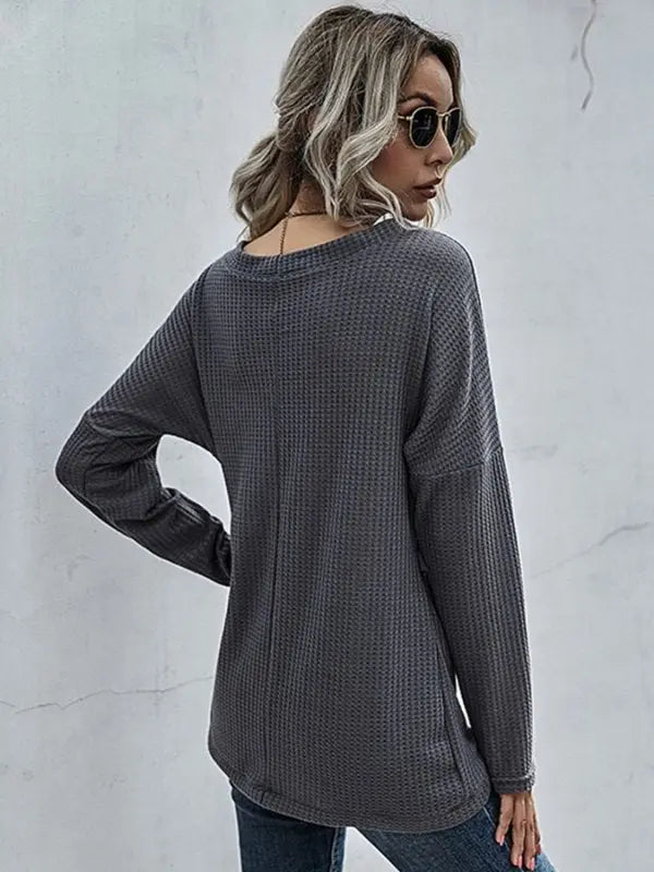Perfee Waffle - Knit Surplice Long Sleeve Top - Premium Cardigan for sale