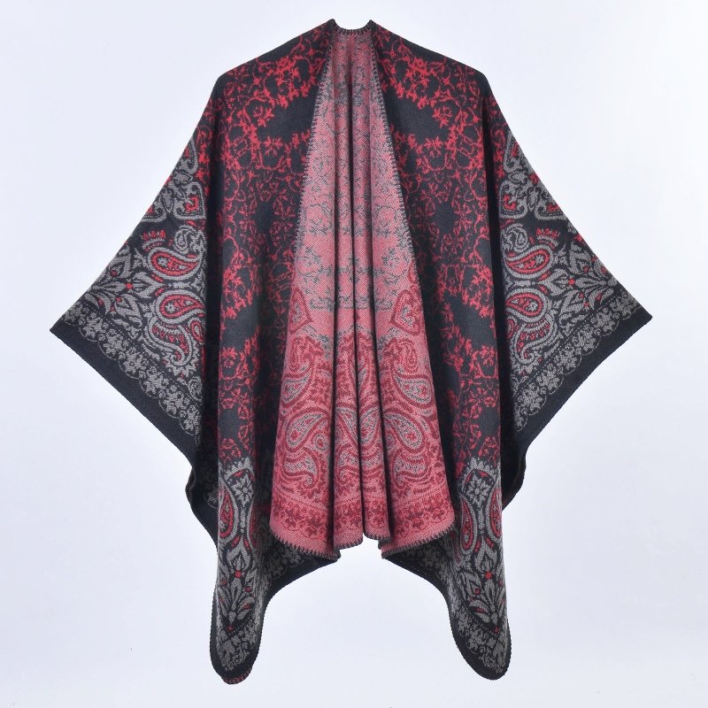 Retro Paisley Talma Autumn Winter Women Cashmere Thickened Warm Scarf Cape - Premium Scarves & Shawls for sale