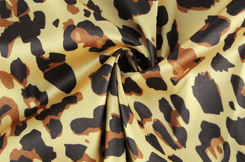 Sexy Women Clothing Leopard Print Swing Collar Backless Slim Fit Vacation Sling Dress - Premium Dresses for sale