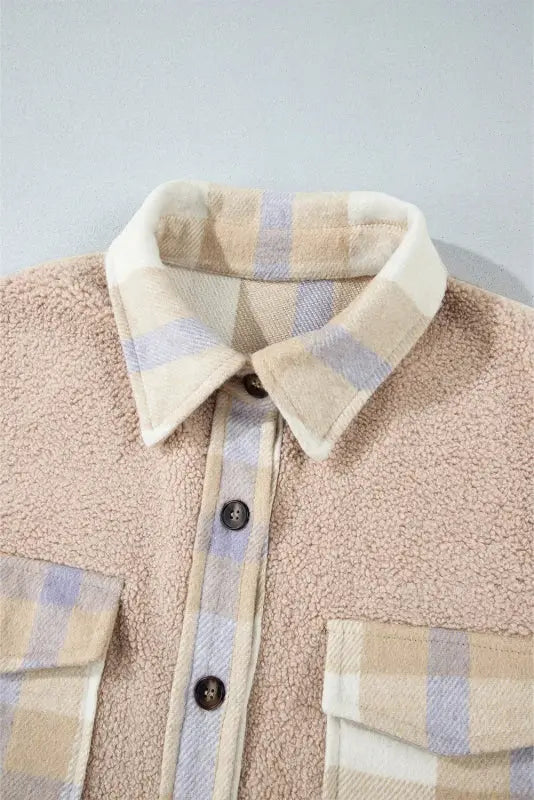 Slit Plaid Button Down Long Sleeve Coat - Premium Coats & Jackets for sale