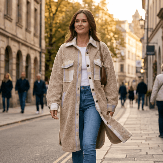 Slit Plaid Button-Down Coat lifestyle - Madragora