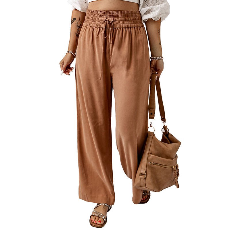 Solid Color Loose Trousers for Women Women Clothing Summer Tight Waist Slimming Simple Wide Leg Pants for Women