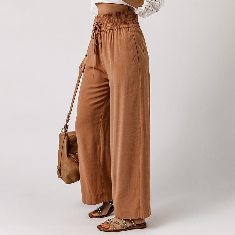 Solid Color Loose Trousers for Women Women Clothing Summer Tight Waist Slimming Simple Wide Leg Pants for Women