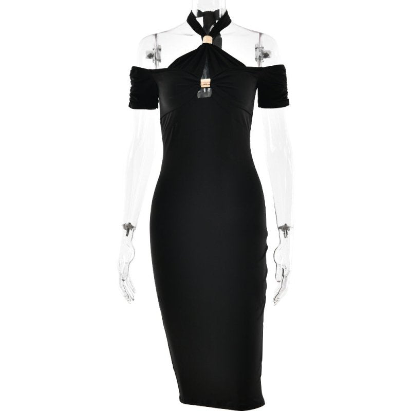 Summer Elegant Halter Slim Fit Dress Sexy Backless Sleeveless Sheath Dress Women - Premium Dresses for sale