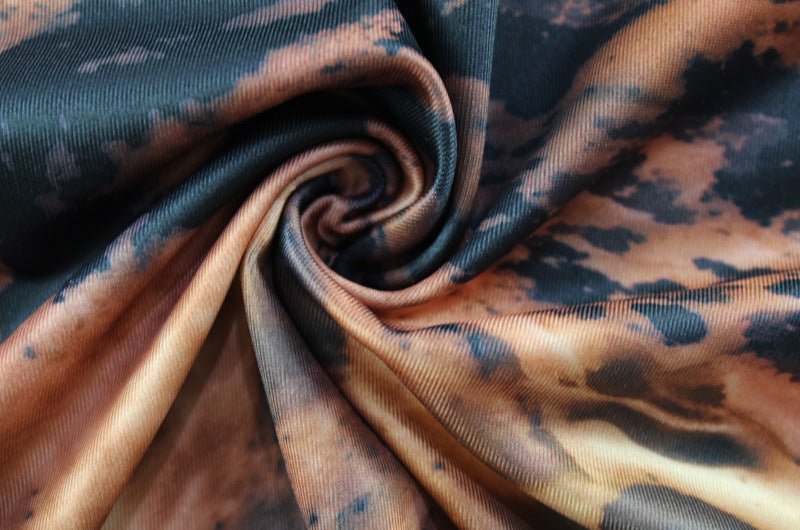 Summer Item Crew Neck Long Sleeve Tiger Stripe Pattern Lace up Waist Controlled Slimming Dress - Premium Dresses for sale