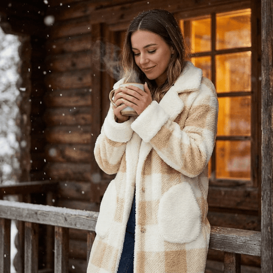 Women's Long Plaid Jacket lifestyle - Madragora