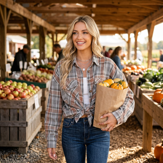 Women's Plaid Blouse lifestyle - Madragora