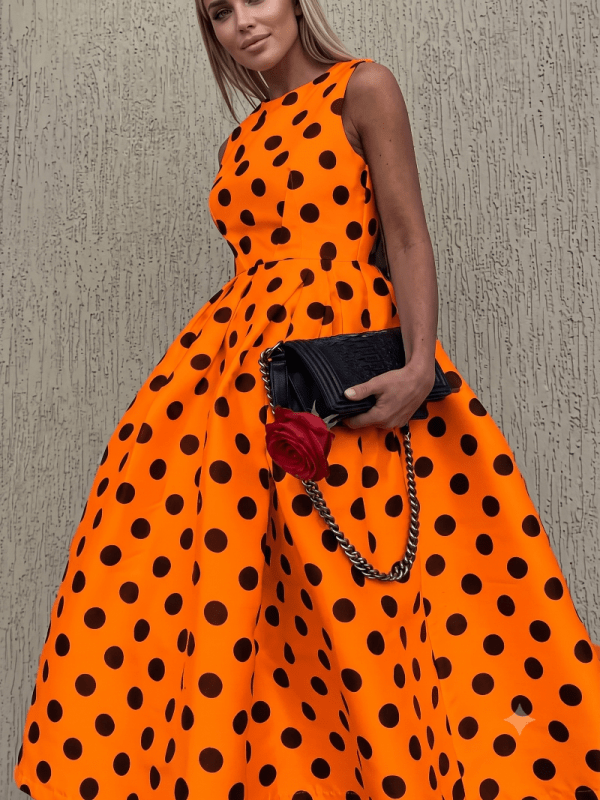 Women's Sleeveless Polka Dot Dress – Mid Waist Summer Style - Premium Activewear for sale