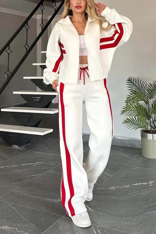 Y2K Striped Zip Top Jacket - Casual Sportswear Track Suit Women - Premium Activewear for sale