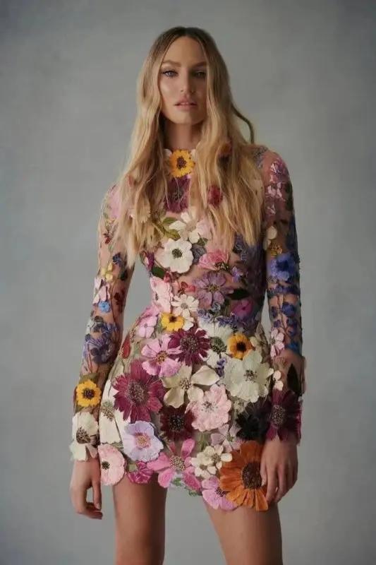 3D flowers Chic Dress New In Spring and Summer 3D flowers Chic Dress New In Spring and Summer
