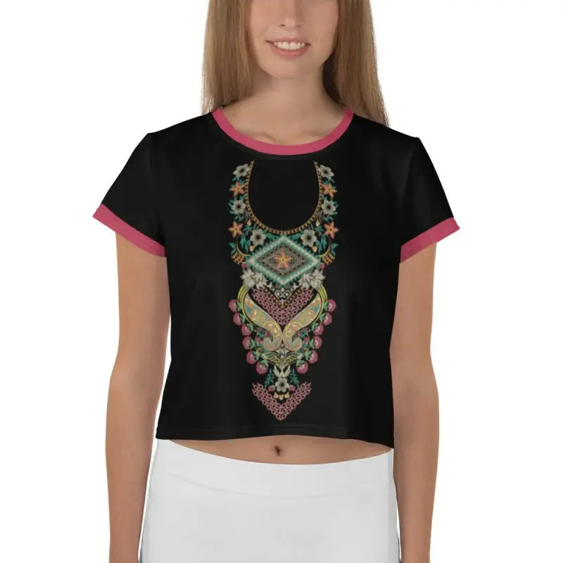 All - Over Print Crop Tee - Black 2 - Premium Shirts & Tops for sale