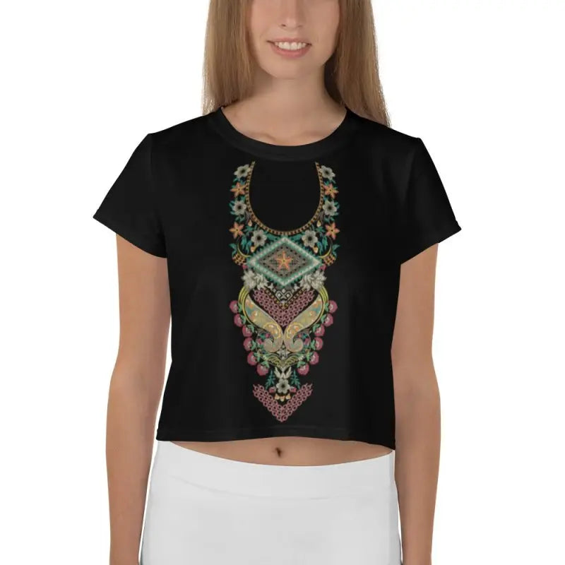 All - Over Print Crop Tee - Black - Premium Shirts & Tops for sale
