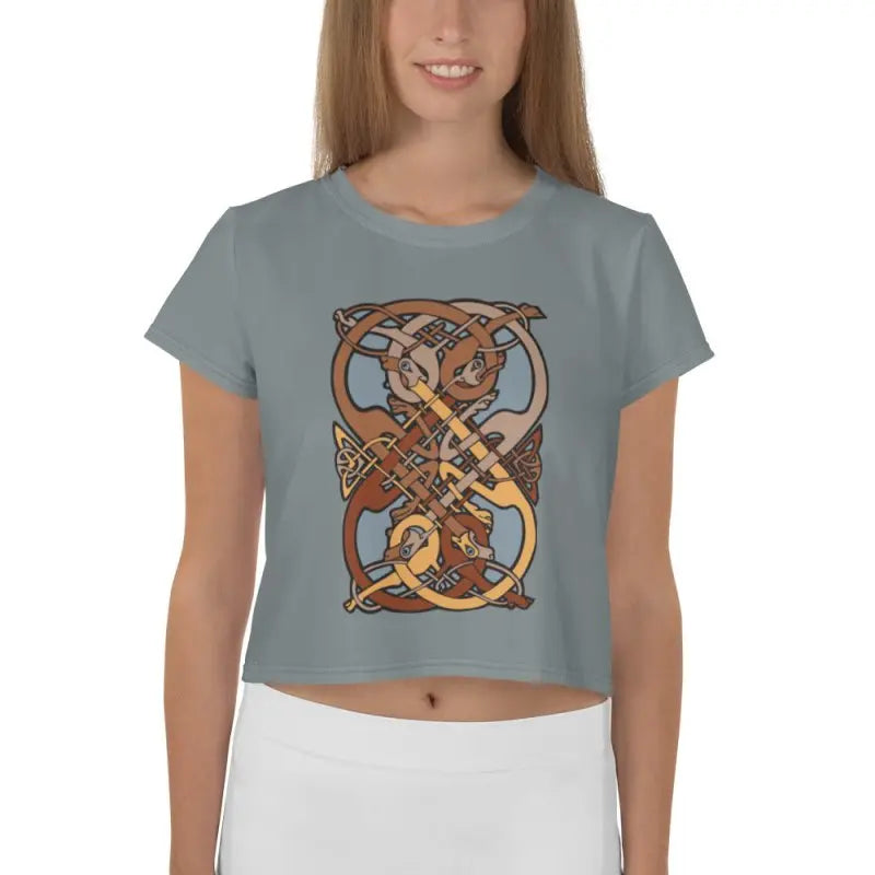 All - Over Print Crop Tee - Celtic Ornament - Premium Shirts & Tops for sale