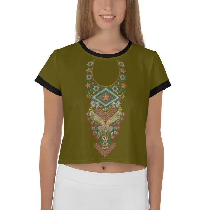 All - Over Print Crop Tee - Indian ornament 3 - Premium Shirts & Tops for sale