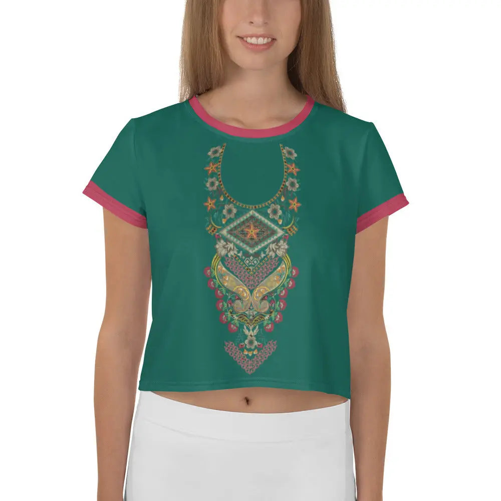 All - Over Print Crop Tee - Indian Ornament 1 - Premium Shirts & Tops for sale