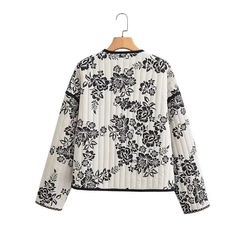 Autumn and Winter New Loose Double sided Printed Cotton Coat Women
