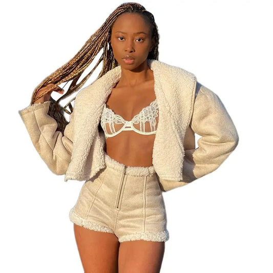 Autumn and Winter New Women's Fashion Long Sleeve Lapel Short Cardigan Slim Warm Jacket - Premium Coats & Jackets for sale