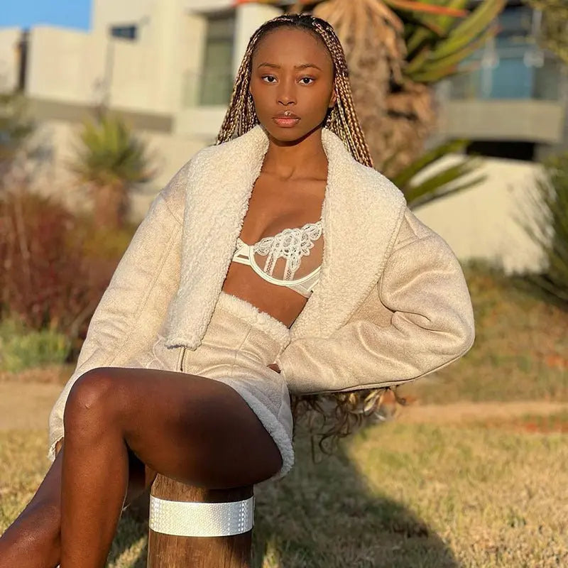 Autumn and Winter New Women's Fashion Long Sleeve Lapel Short Cardigan Slim Warm Jacket - Premium Coats & Jackets for sale