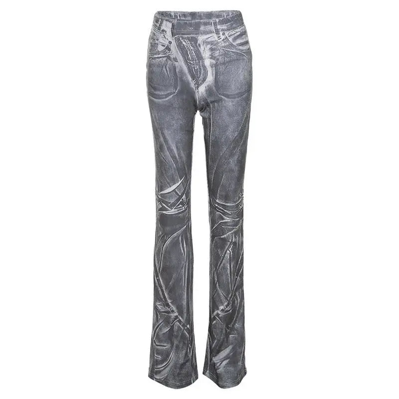 Autumn Women's New High Waist Fashion Print Street Photography Slim Slim Slim Casual Pants - Premium Pants for sale