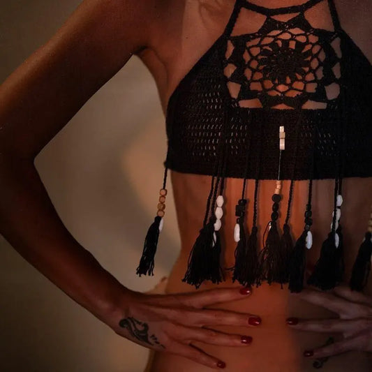 Bikini Handmade Tassel Bohemian Swimsuit Sexy Lady Beach Swimming Top
