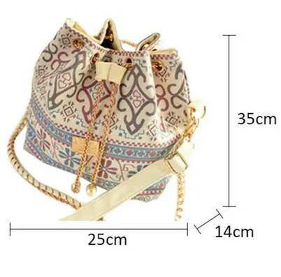 Canvas Drawstring Lady Bucket Bag Chains Shoulder Handbags Messenger Bags