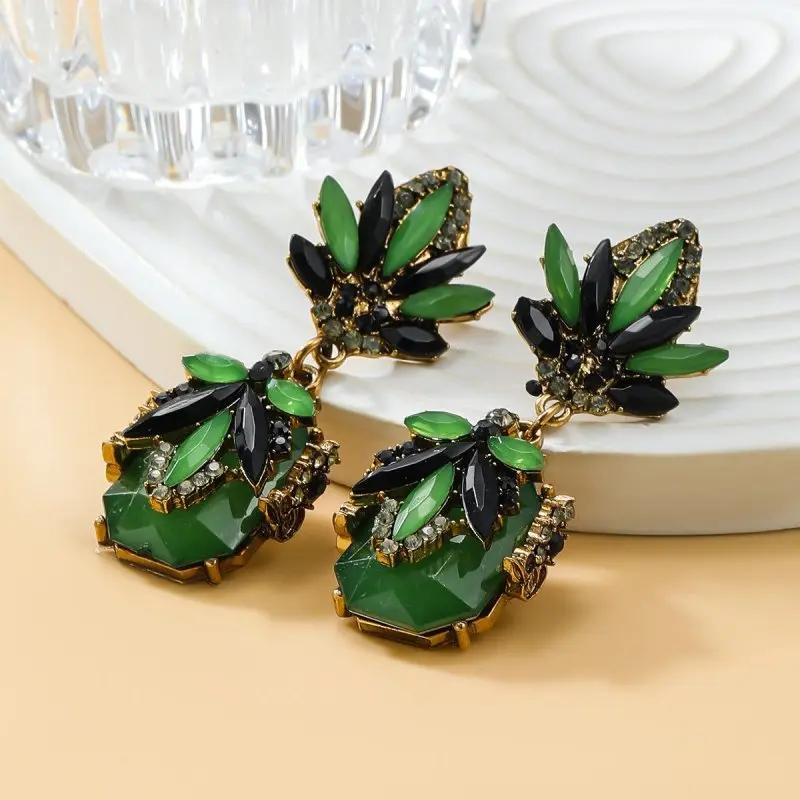 Exaggerated earrings for women with multiple layers full of diamonds, floral niche Bohemian style jewelry