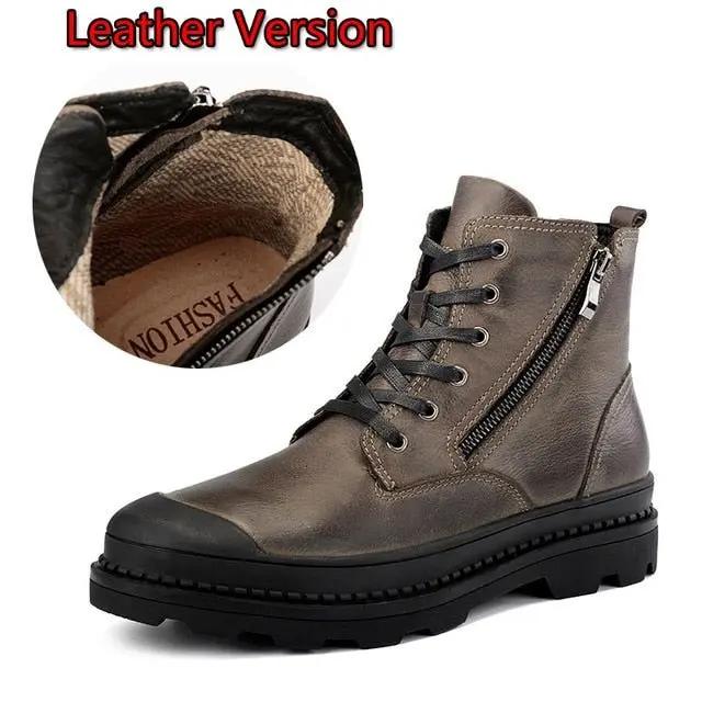 Genuine Leather Autumn Men's Waterproof Ankle Boots, Martin