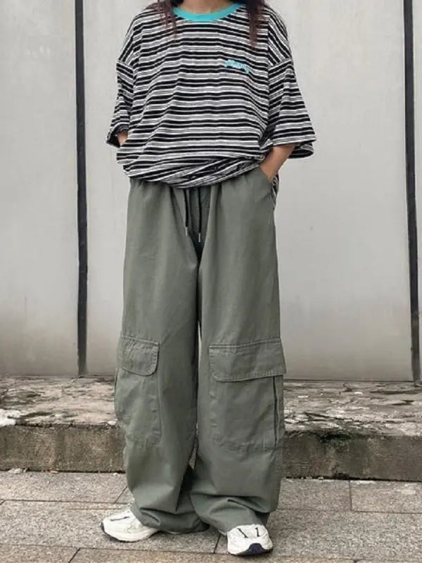 Goth Oversize Pocket Decor Cargo Pants - Premium Pants for sale