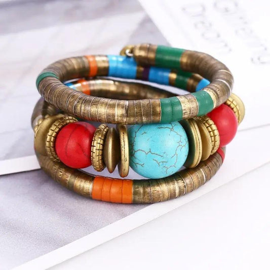 HOCOLE 2019 New Fashion Natural Stone Colorful Snake Bangle Bracelets