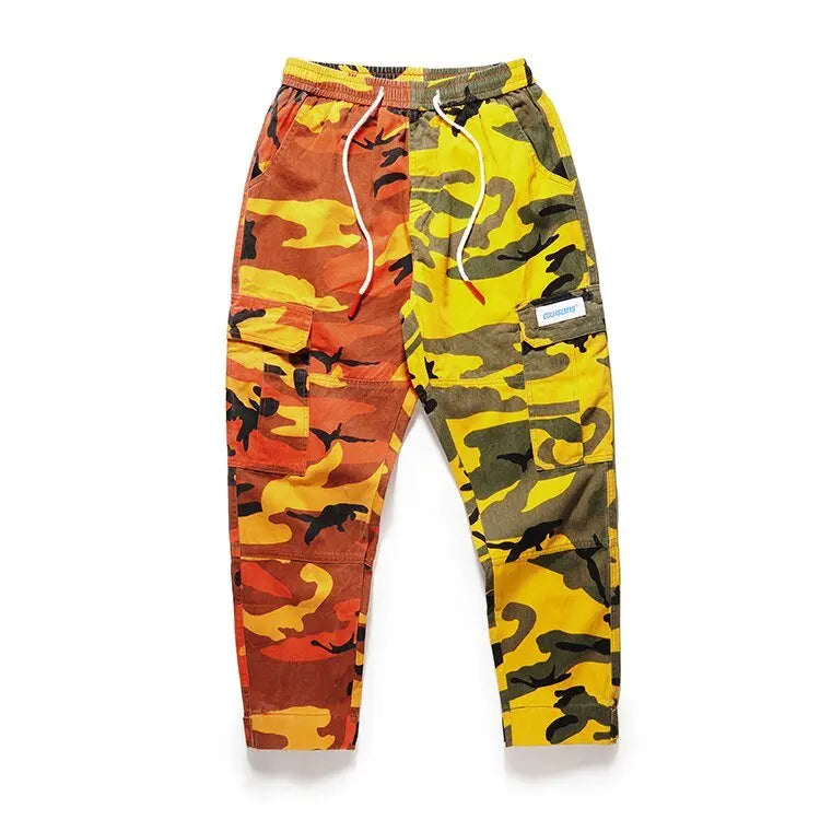 Men camouflage cargo jogger pants teenager hip pop camo Harajuku trackpants male