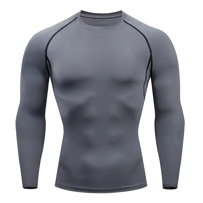 Men Compression Running T Shirt Fitness Tight Long Sleeve Sport tshirt Training Jogging Shirts Gym Sportswear