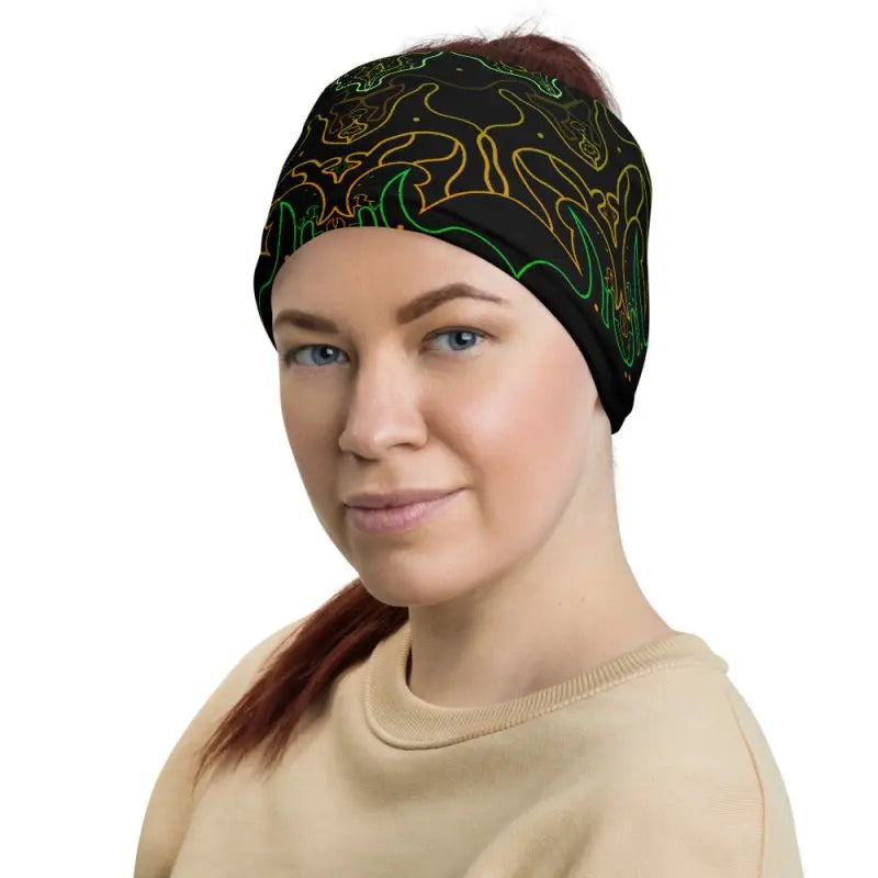 Neck Gaiter - Mandala Black Deep - Premium Headwear for sale