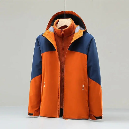 Plush Thickened 3 In 1 Ski Suit Wind Proof Fleece Coat Mountaineering Suit - Premium Coats & Jackets for sale